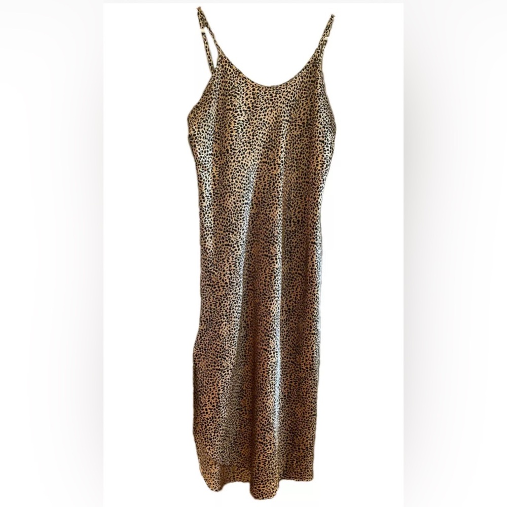 Vintage Intimate Details Leopard Print Silky Slip Dress Lingerie Made In Canada